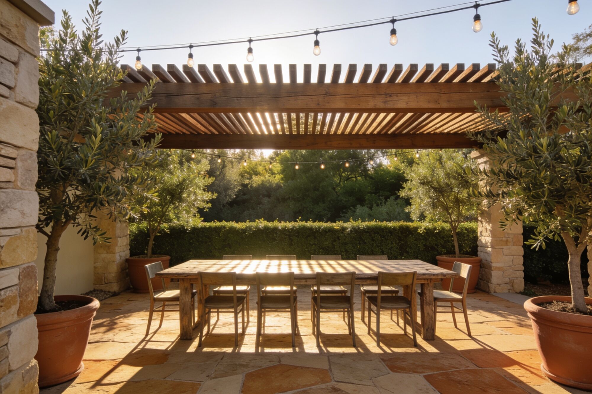 The shaded outdoor table at a Kokoro residence